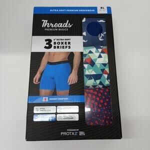 Threads Men's Underwear, 6" Ultra-Soft Premium Boxer Briefs 3-Pack Size XL